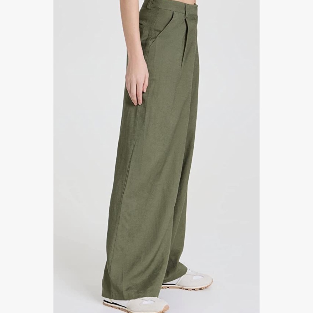 Lioness Women's Olive Green La Ouinta Wide Straight Leg Mid Rise Pants M - Picture 5 of 12